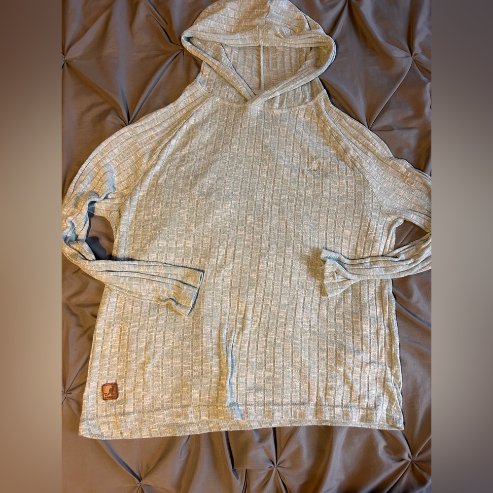 Kangol Womens Medium Teal Grey Hooded Pullover Sweater Hoodie